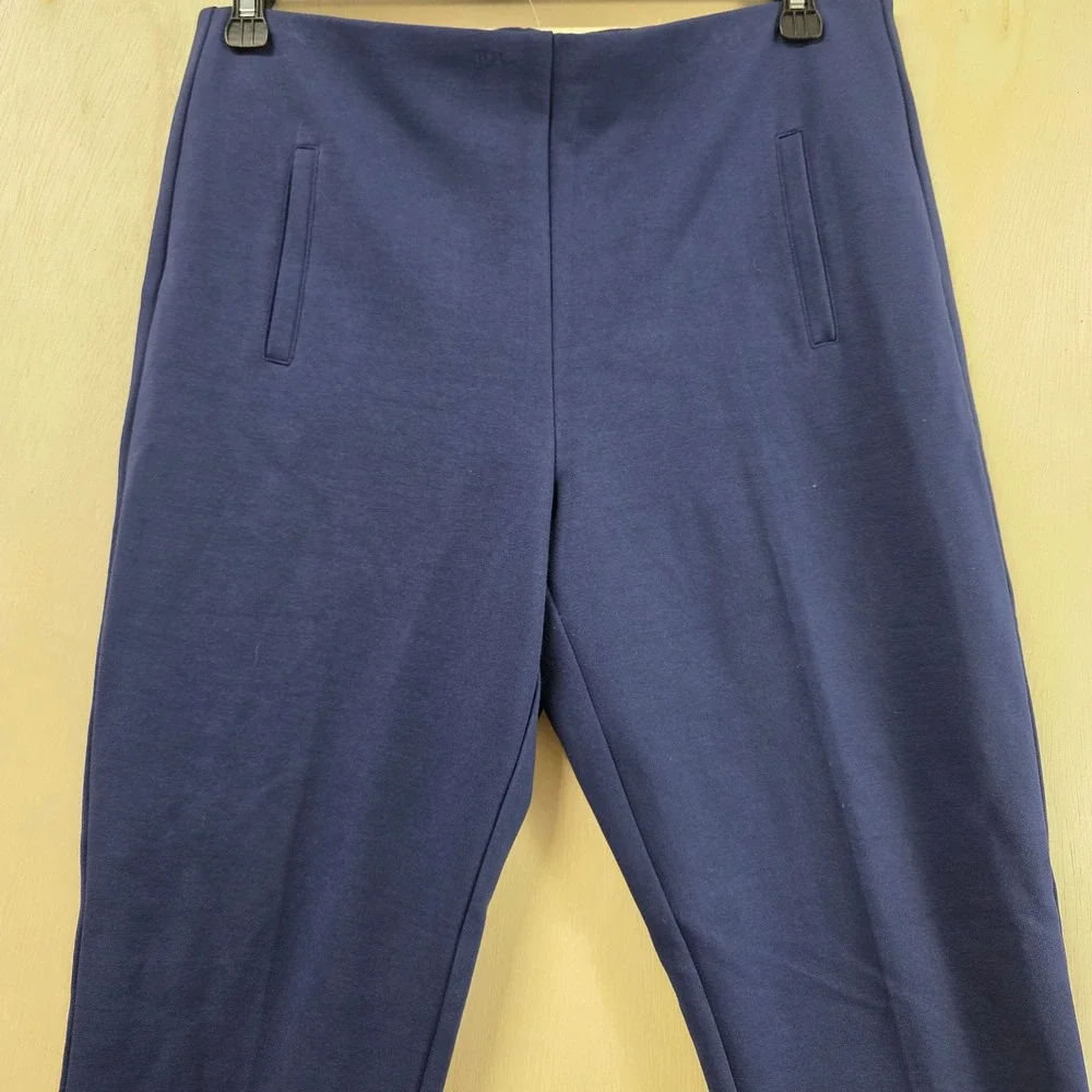 Chicos Navy Blue Ponte Knit Pull On Slim Leg Trousers Pants Womens 1.5 US10
